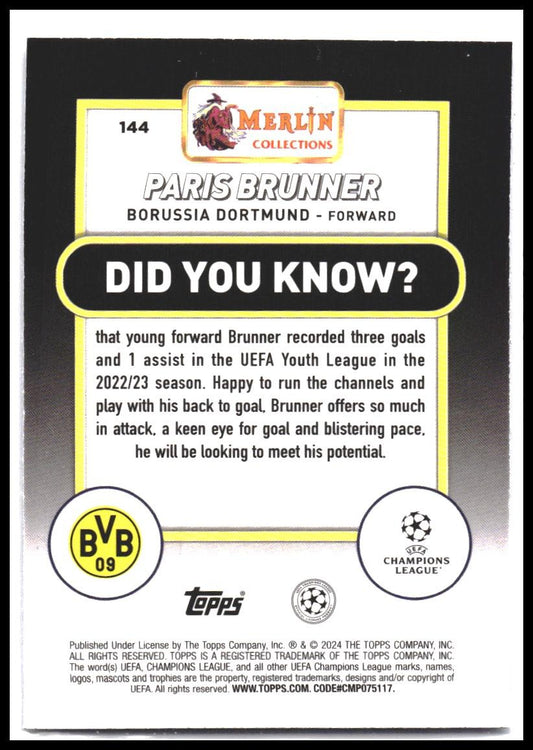 2023-24 Merlin UEFA Club Competitions #144 Paris Brunner