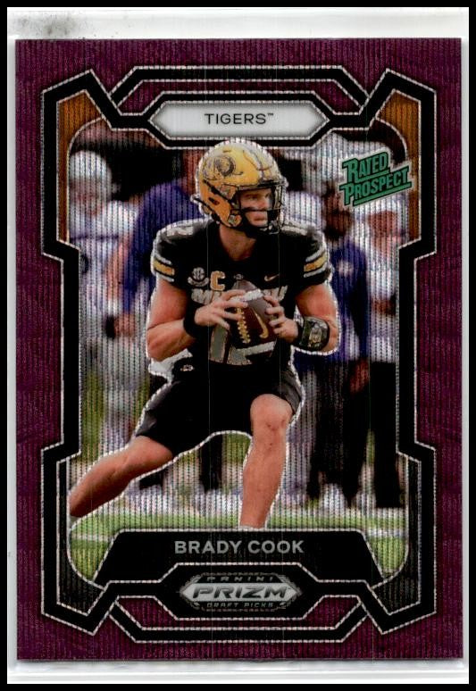 2024 Panini Prizm Draft Picks Purple Wave #187 Brady Cook Missouri Tigers