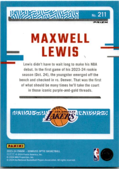 2023-24 Donruss Optic Holo #211 Maxwell Lewis Rookie Los Angeles Lakers