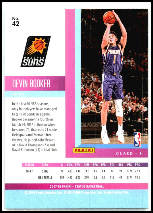2017-18 Panini Status Orange #42 Devin Booker Phoenix Suns