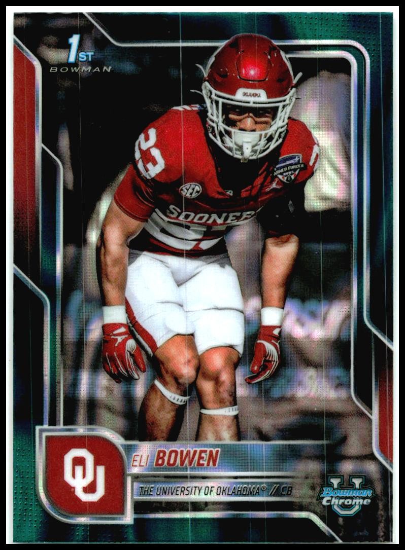 2025 Bowman University Chrome Teal Lava Refractor #107 Eli Bowen Oklahoma