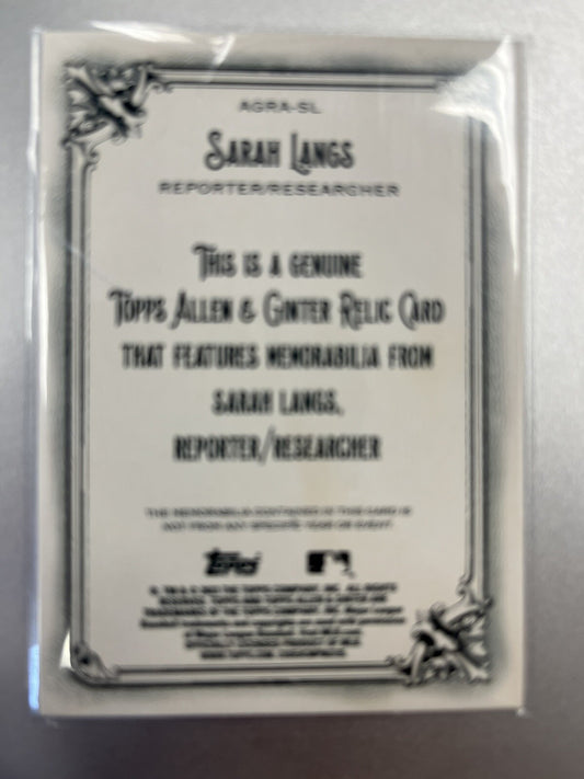 2023 Topps Allen & Ginter - Sarah Langs Relic AGRA-SL - Reporter