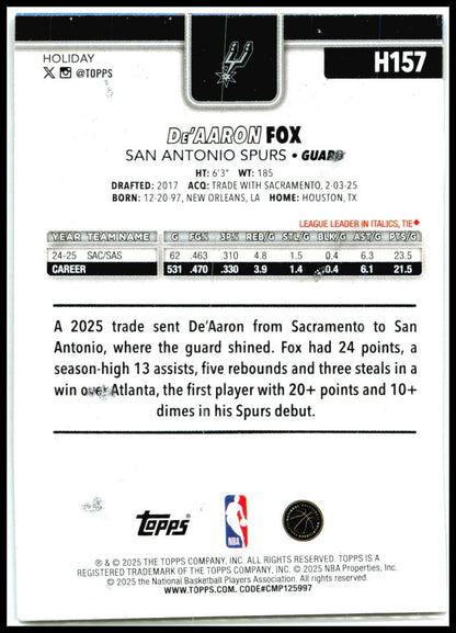 2025-26 Topps Holiday Glitter Holiday #H157 Isaiah Hartenstien Thunders