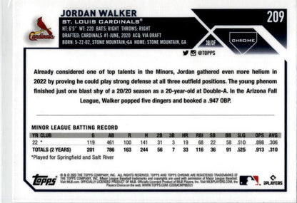 2023 Topps Chrome Prism Refractor #209 Jordan Walker St. Louis Cardinals