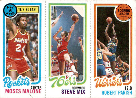 1980-81 Topps #7 / 92 / 185 Moses Malone / Steve Mix / Robert Parish