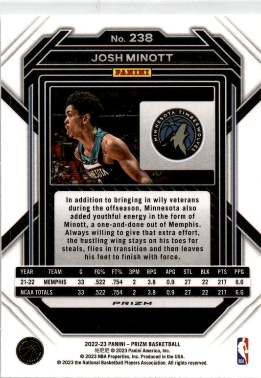 2023 Prizm Cracked Ice #238 Josh Minott Minnesota Timberwolves