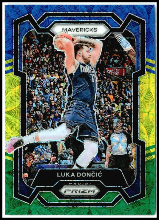 2023-24 Panini Prizm Prizms Choice Blue Yellow and Green #110 Luka Doncic Lakers