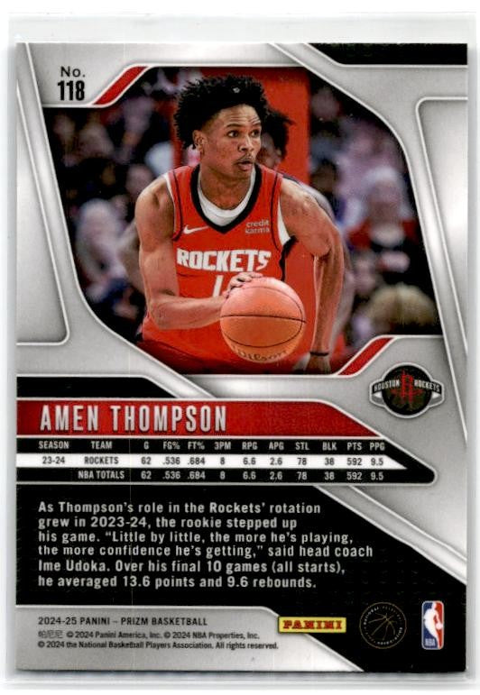 2024-25 Panini Prizm #118 Amen Thompson Houston Rockets