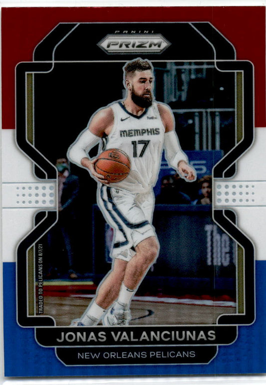 2021-22 Panini Prizm Red White and Blue #62 Jonas Valanciunas Pelicans