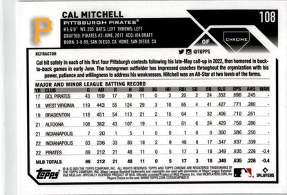 2023 Topps Refractor #313 Cal Mitchell Pittsburgh Pirates