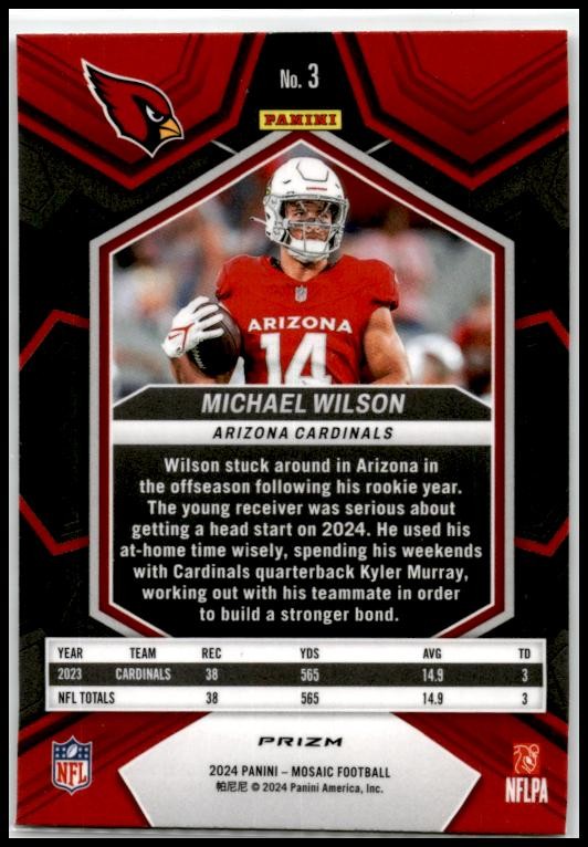 2024 Panini Mosaic Mosaic #3 Michael Wilson Arizona Cardinals
