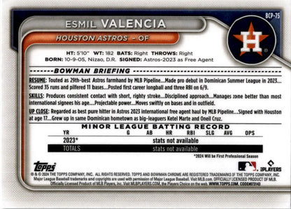 2024 Bowman Chrome #BCP-75 Esmil Valencia Houston Astros