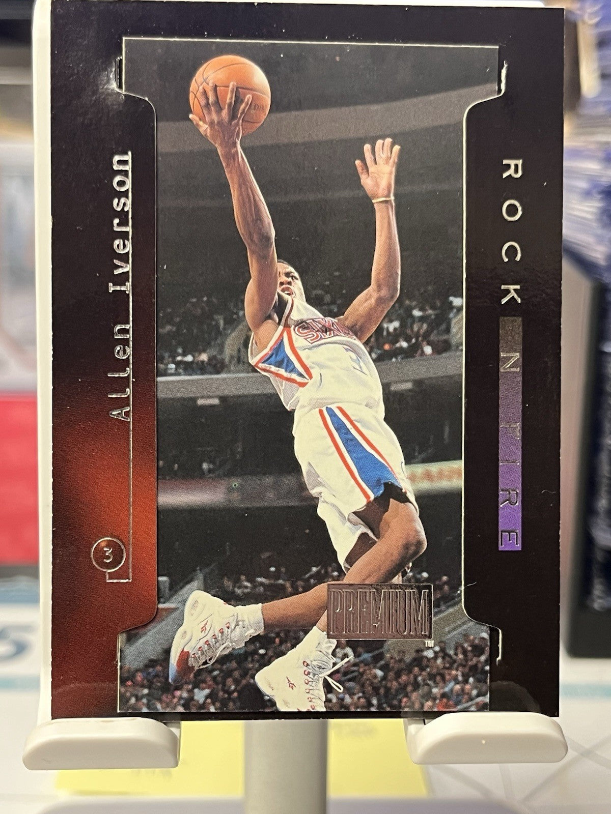 Allen Iverson 1997-98 SkyBox Premium #1 RF Rock n' Fire Philadelphia 76ers