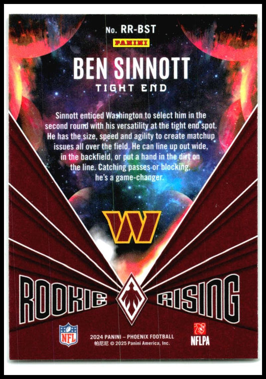 2024 Panini Phoenix Rookie Rising #RR-BST Ben Sinnott Washington Commanders