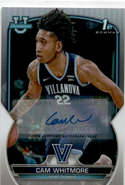 2023-24 bowman university chrome Refractor #22 Cam Whitmore Auto /499 Rockets