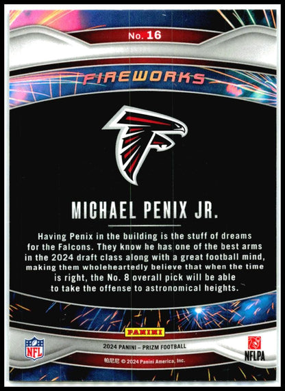 2024 Panini Prizm Fireworks #16 Michael Penix Jr. Atlanta Falcons