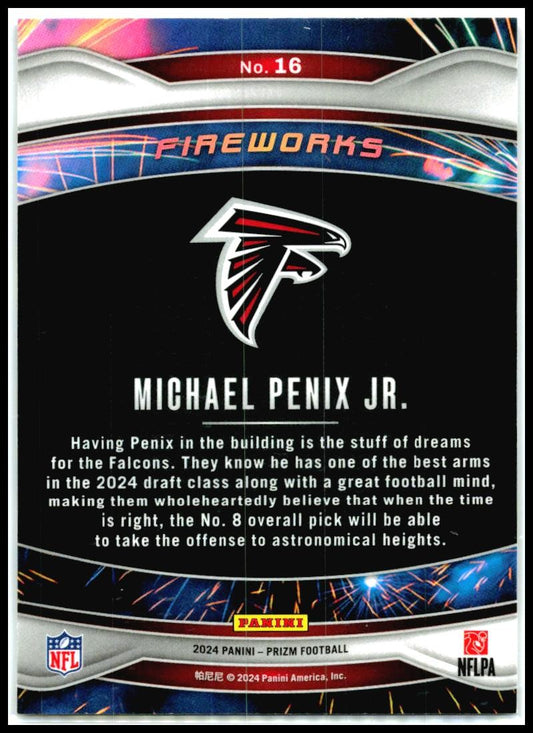 2024 Panini Prizm Fireworks #16 Michael Penix Jr. Atlanta Falcons