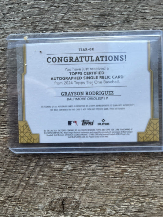 2024 Topps Tier One T1AR-GR GRAYSON RODRIGUEZ Patch Auto #/149
