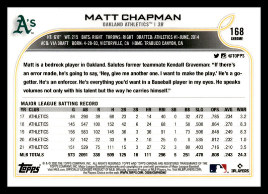 2022 Topps Chrome #168 Matt Chapman