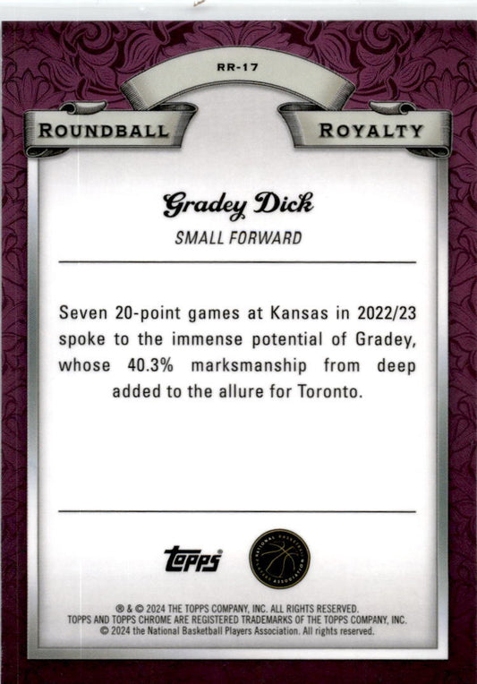 2023-24 Topps Chrome Roundball Royalty Blue RR-17 Grandey Dick Toronto
