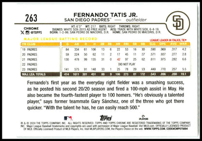 2024 Topps Chrome #263 Fernando Tatis Jr. San Diego Padres