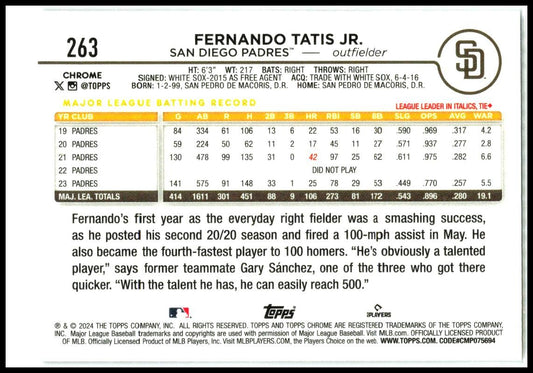 2024 Topps Chrome #263 Fernando Tatis Jr. San Diego Padres