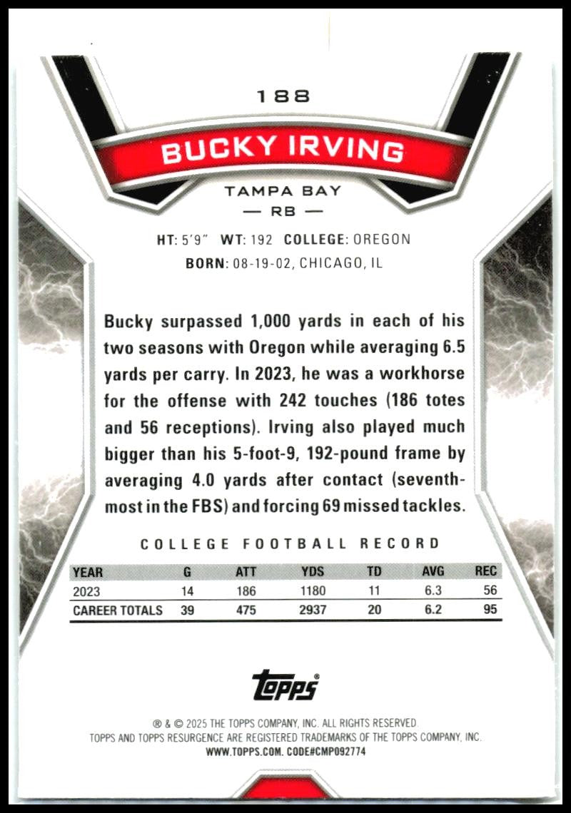 2024 Topps Resurgence #188 Bucky Irving Rookie Tampa Bay Buccaneers