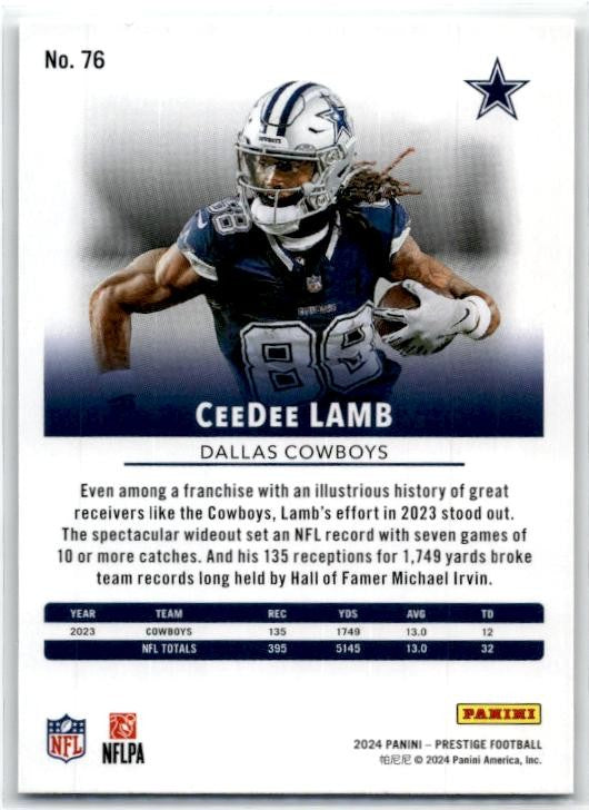 2024 Panini Prestige #76 CeeDee Lamb Dallas Cowboys