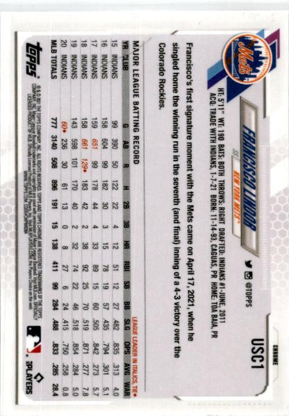 2021 Topps Chrome Update Purple Refractor #USC1 Francisco Lindor New York Mets