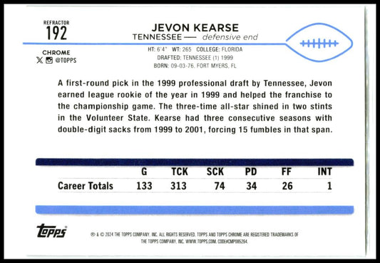 2024 Topps Chrome Refractor #192 Jevon Kearse Tennessee Titans