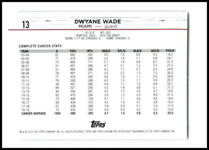 2024-25 Topps Chrome Pink Refractor #13 Dwyane Wade Miami Heat