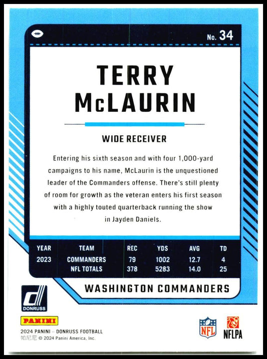 2024 Donruss #34 Terry McLaurin Washington Commanders