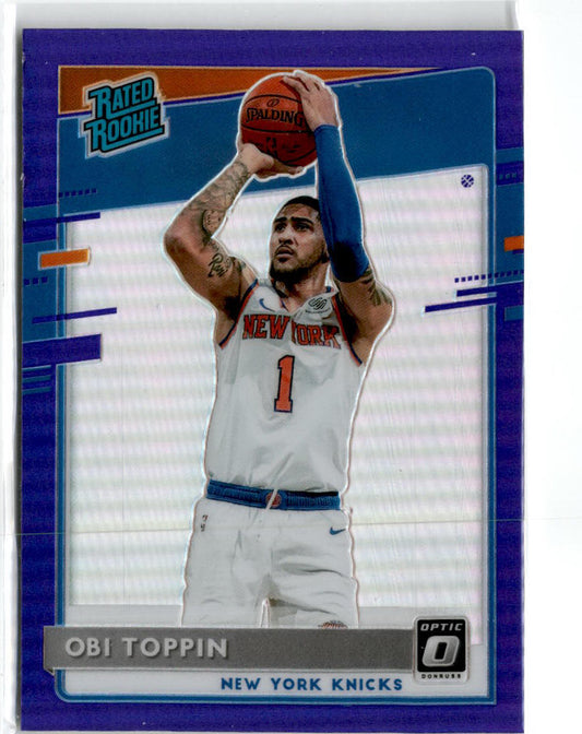 2020 Donruss Optic Purple Prizm Rated Rookie #158 Obi Toppin New York Knicks