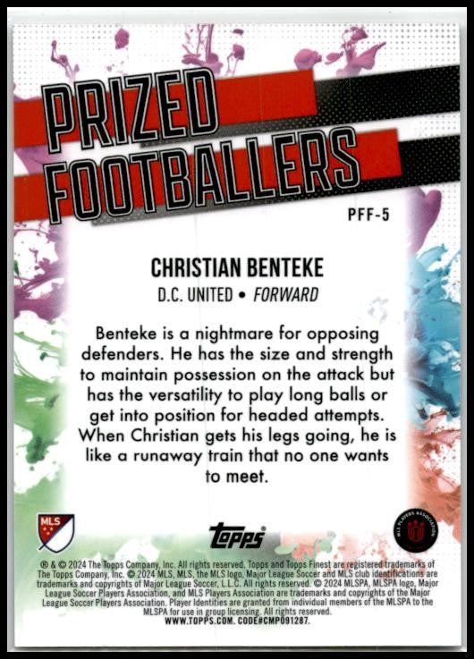 2024 Topps Finest MLS Prized Footballers Blue/Red #/45 #PFF-5 Christian Benteke