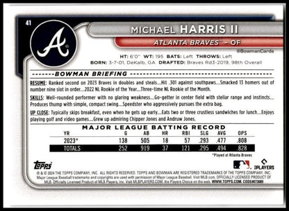 2024 Bowman #41 Michael Harris II Atlanta Braves