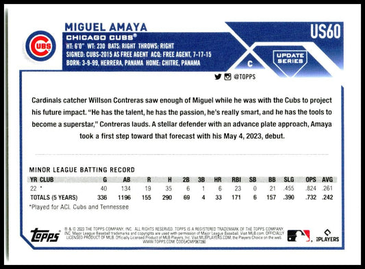 2023 Topps Update #US60 Miguel Amaya Chicago Cubs