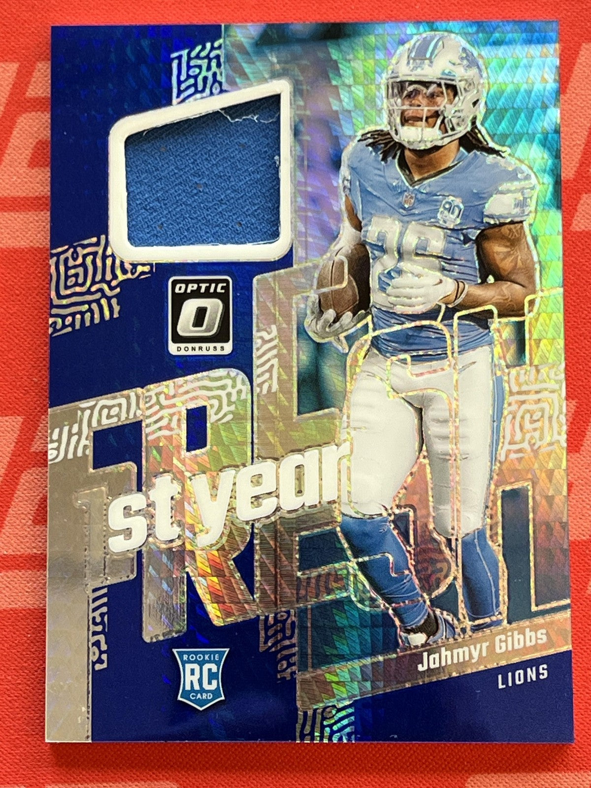 2023 Donruss Optic 1st Year Fresh Blue Hyper #FYF-JG Jahmyr Gibbs Detroit Lions