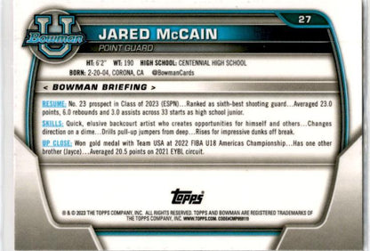 2022-23 Bowman University Chrome Pink #27 Jared McCain 76ers