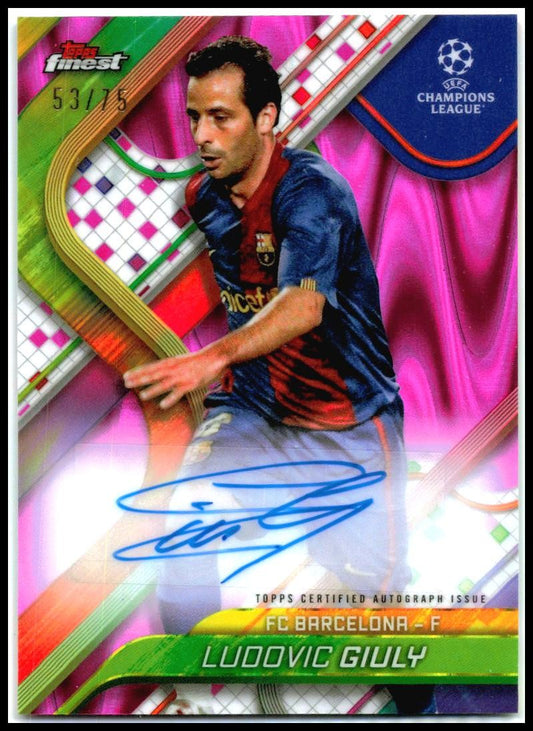 2024-25 Topps Finest UEFA Pink Auto /75 #BA-LG Ludovic Giuly