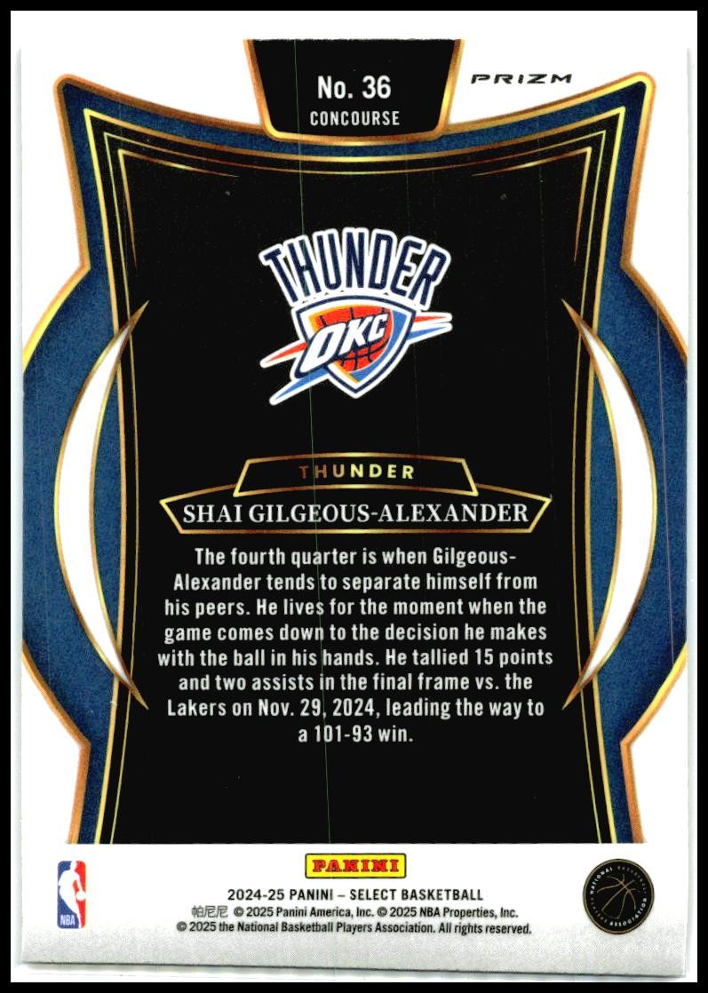 2024-25 Panini Select Red Cracked Ice #36 Shai Gilgeous-Alexander Thunder