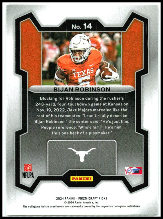 2024 Panini Prizm Draft Picks #14 Bijan Robinson Falcons