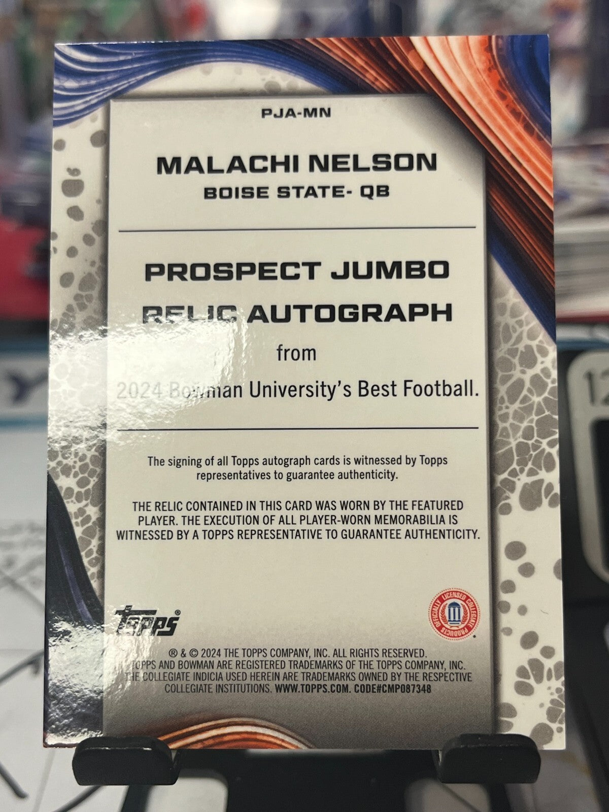 2024 Bowman Best U Prospect Jumbo Relic Autograph PJA-MN Malachi Nelson  Broncos