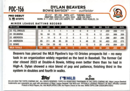 2024 Topps Pro Debut Blue Foil #PD-156 Dylan Beavers #/150 Bowie Baysox