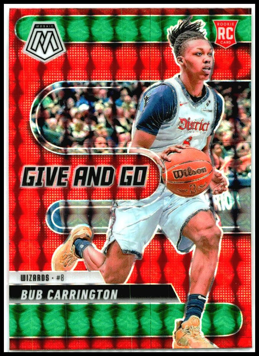 2024-25 Panini Mosaic Give and Go Mosaic Green #15 Bub Carrington Wizards