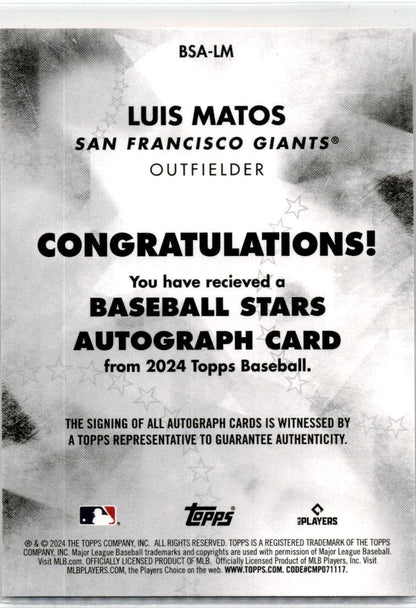 2024 Topps Baseball Stars Auto #BSA-LM Luis Matos Auto San Francisco Giants