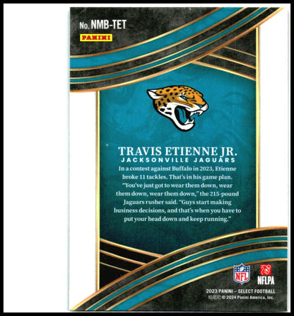 2023 Panini Select Numbers #NMB-TET Travis Etienne Jr. Jacksonville Jaguars
