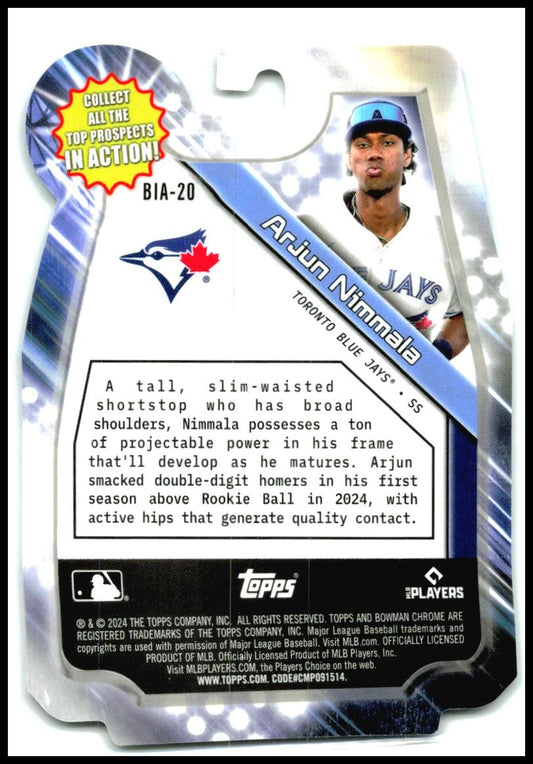 2024 Bowman Draft Bowman In Action #BIA-20 Arjun Nimmala Toronto Blue Jays