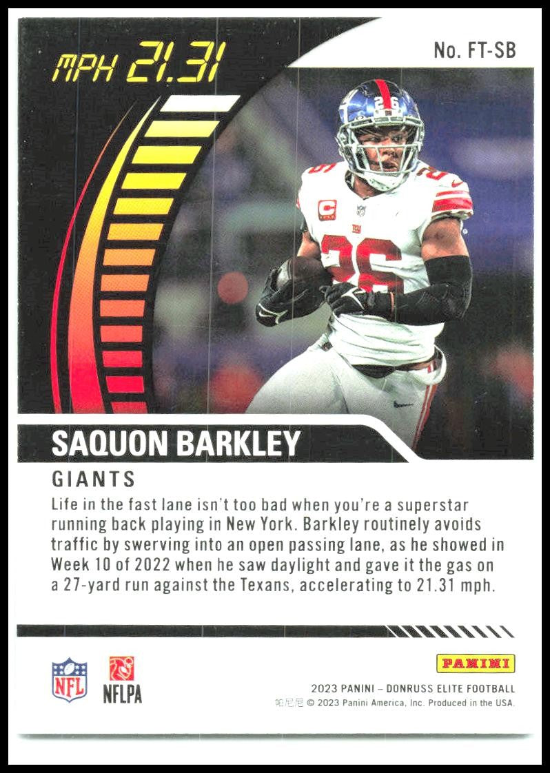 2023 Donruss Elite Full Throttle Green #FT-SB Saquon Barkley New York Giants