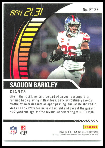 2023 Donruss Elite Full Throttle Green #FT-SB Saquon Barkley New York Giants