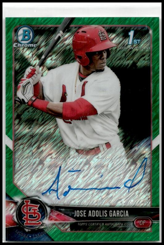 2018 Bowman Chrome Prospect Auto Green #CPA-BW Jose Adolis Garcia Auto St. Louis